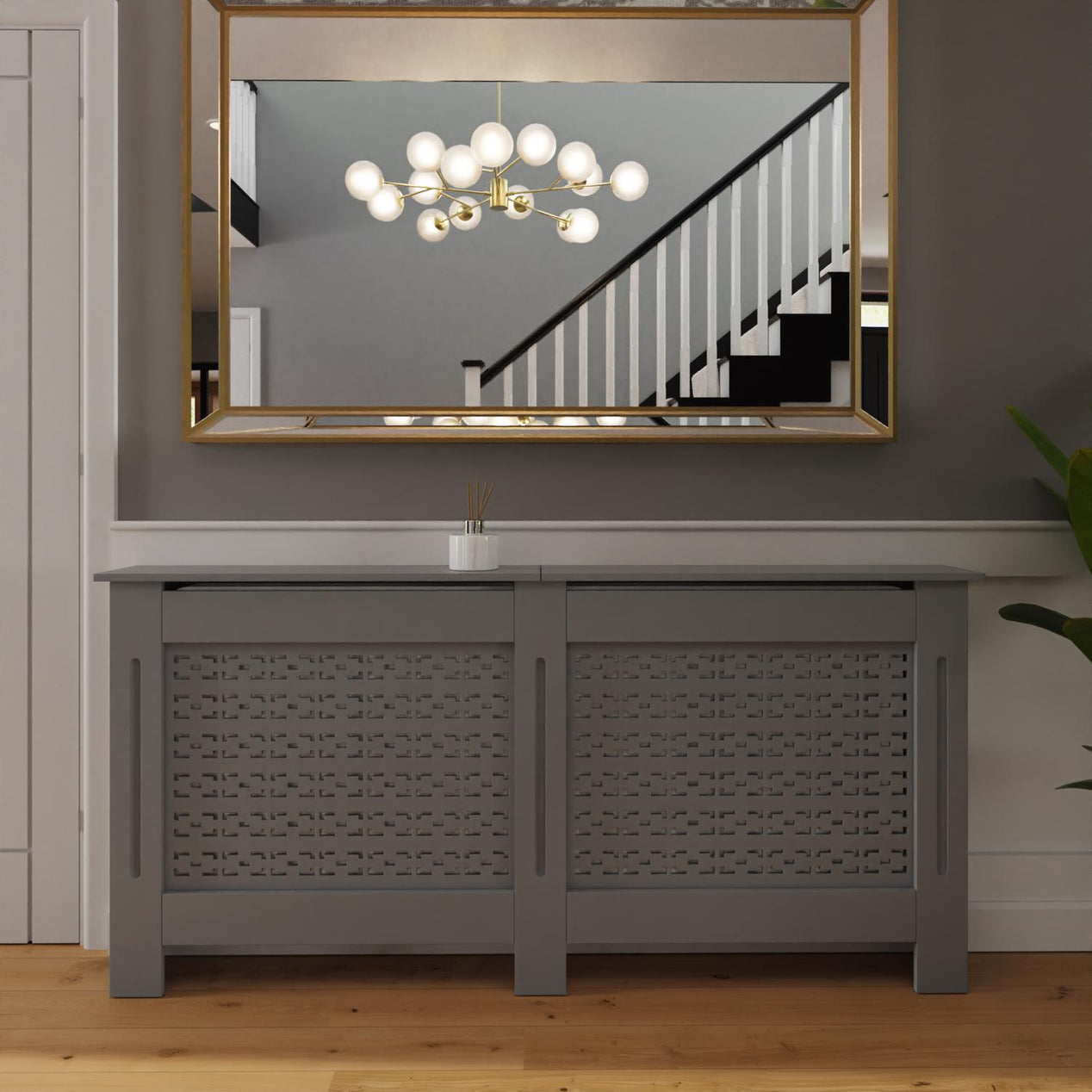 FWStyle Geometric Pattern Extra Large Grey Radiator Cover