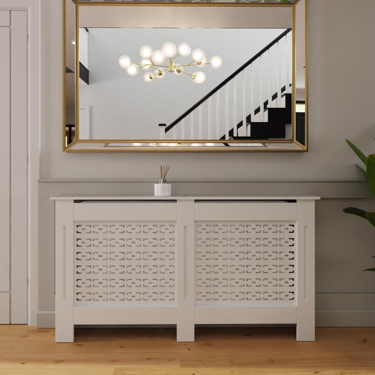 FWStyle Geometric Pattern Large White Radiator Cover