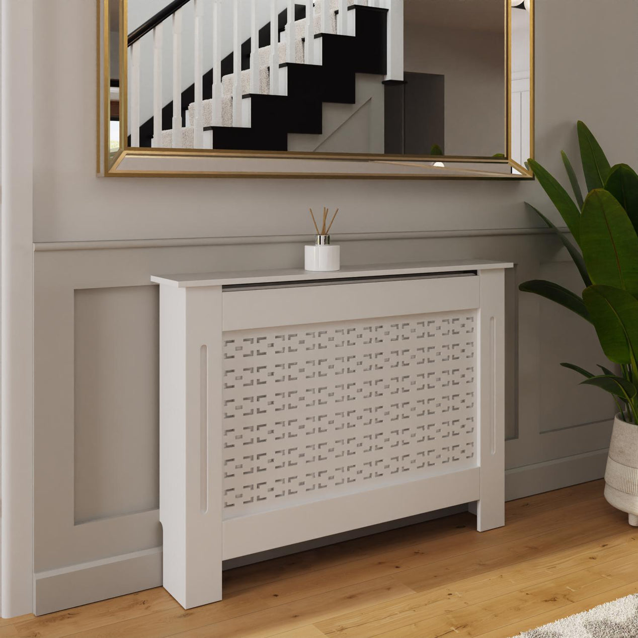 FWStyle Geometric Pattern Medium White Radiator Cover