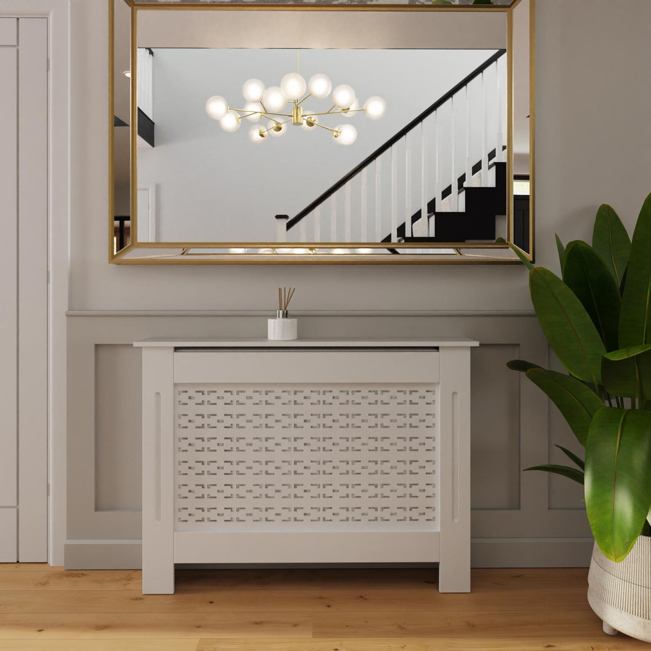 FWStyle Geometric Pattern Medium White Radiator Cover