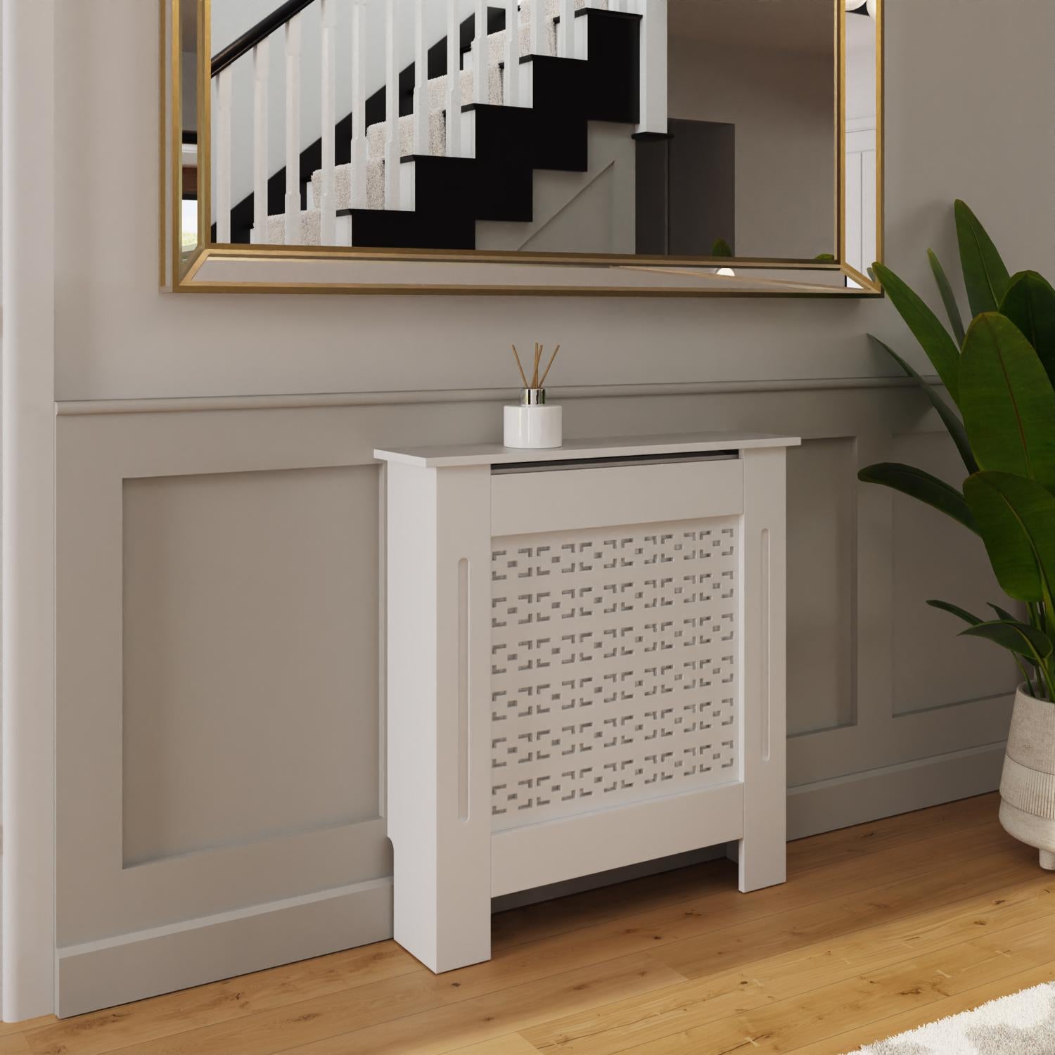 FWStyle Geometric Pattern Small White Radiator Cover