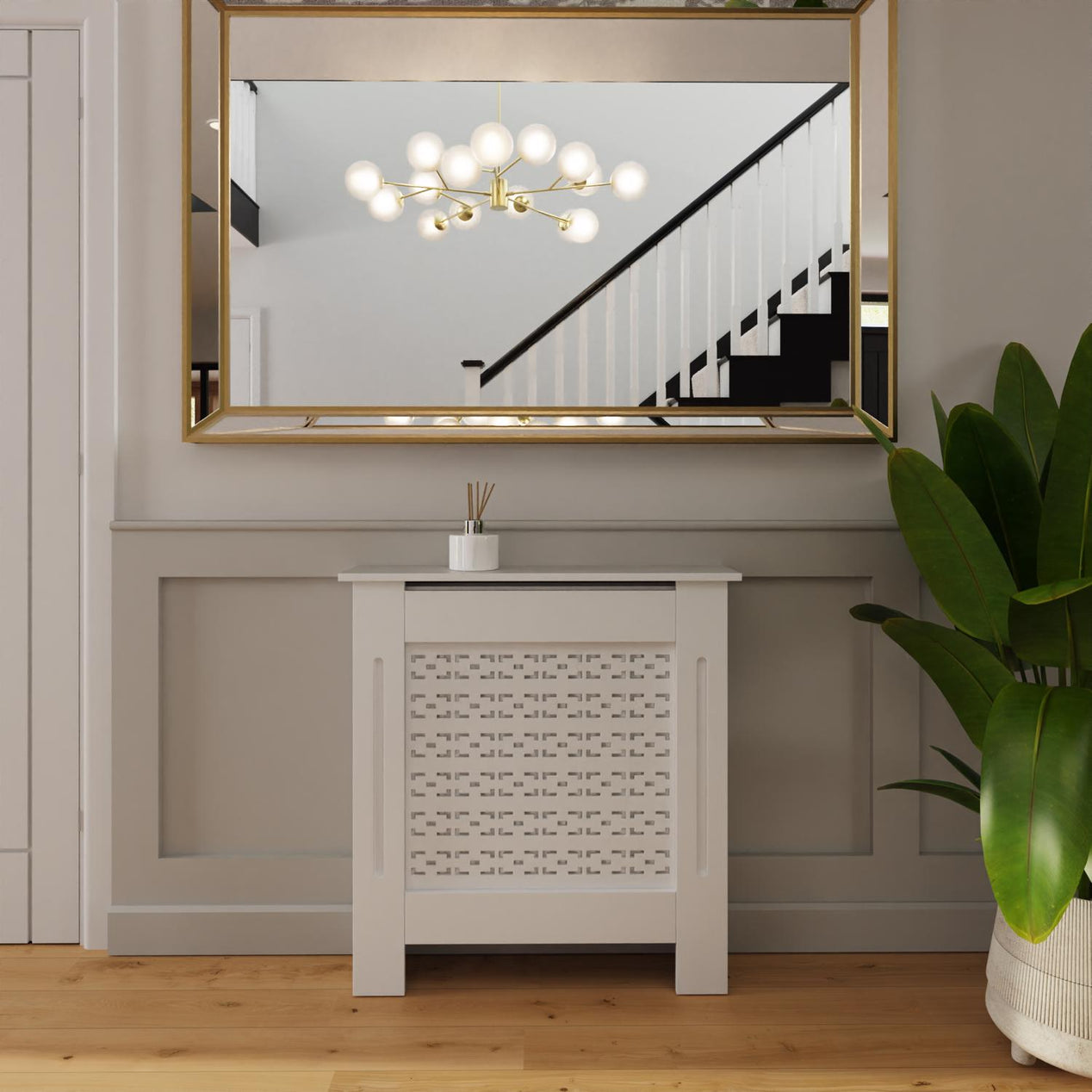 FWStyle Geometric Pattern Small White Radiator Cover