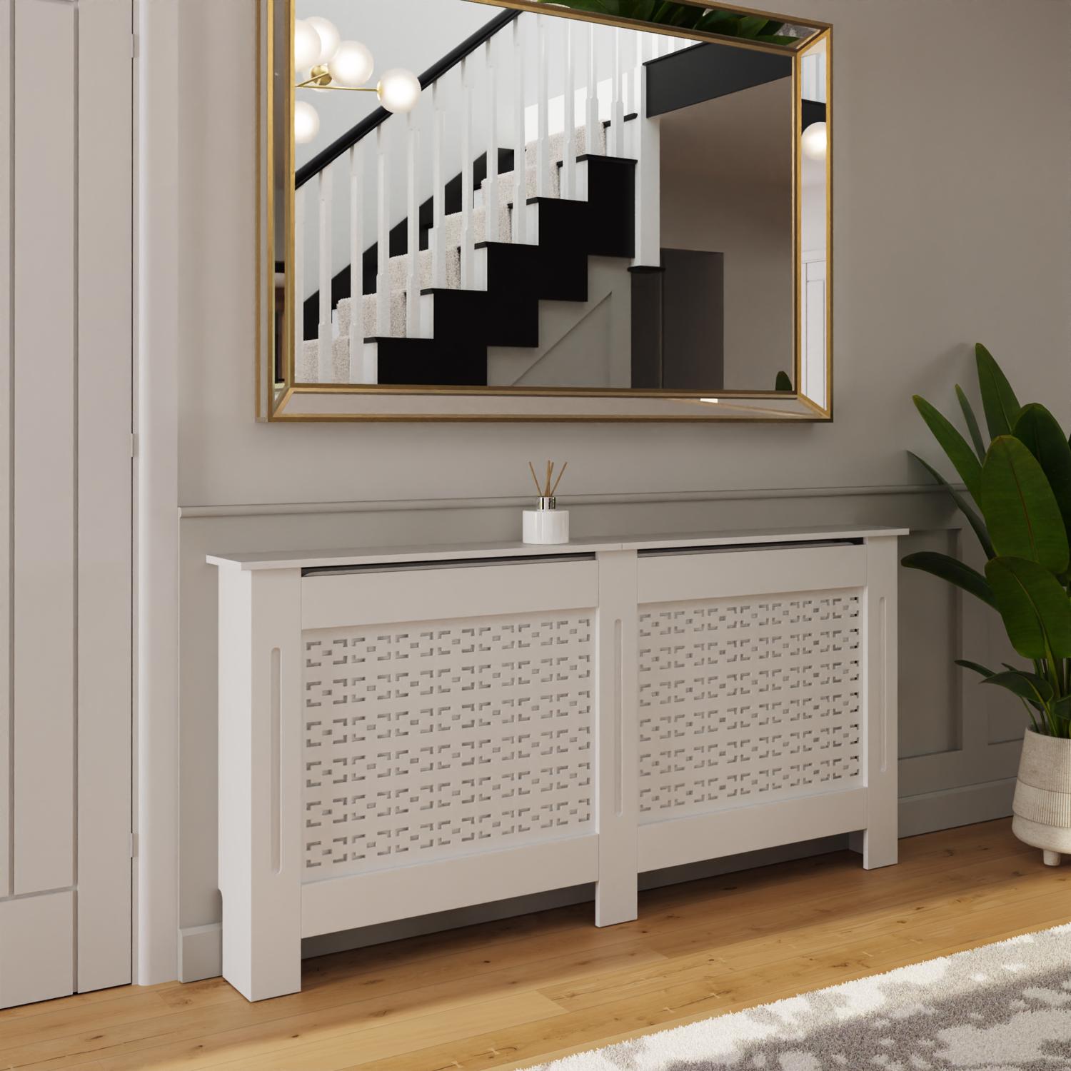 FWStyle Geometric Pattern Extra Large White Radiator Cover