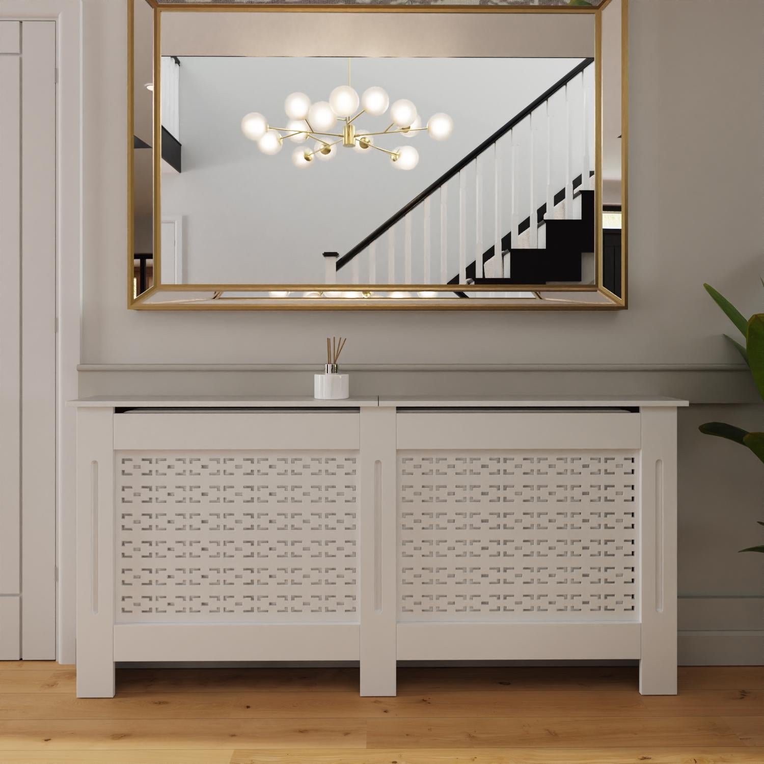 FWStyle Geometric Pattern Extra Large White Radiator Cover