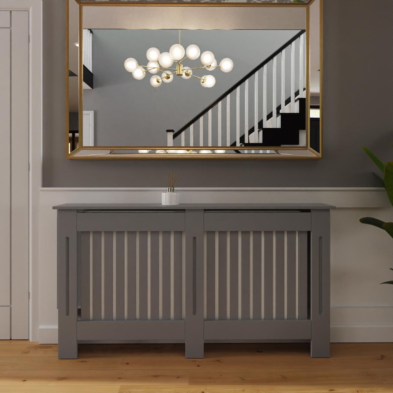 FWStyle Vertical Slat Large MDF Grey Radiator Cover