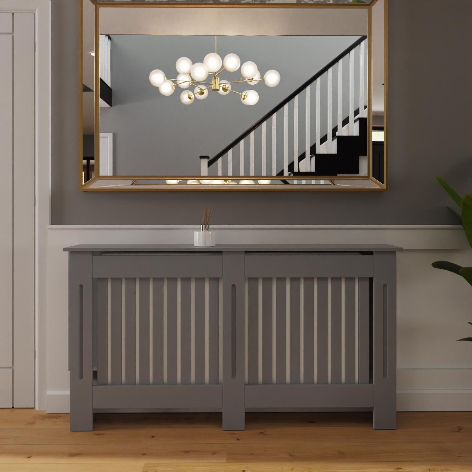 FWStyle Vertical Slat Large MDF Grey Radiator Cover