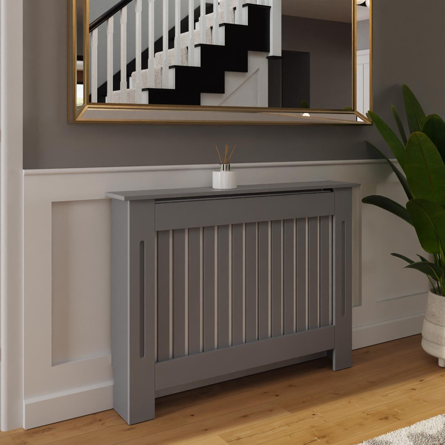 FWStyle Vertical Slat Medium MDF Grey Radiator Cover