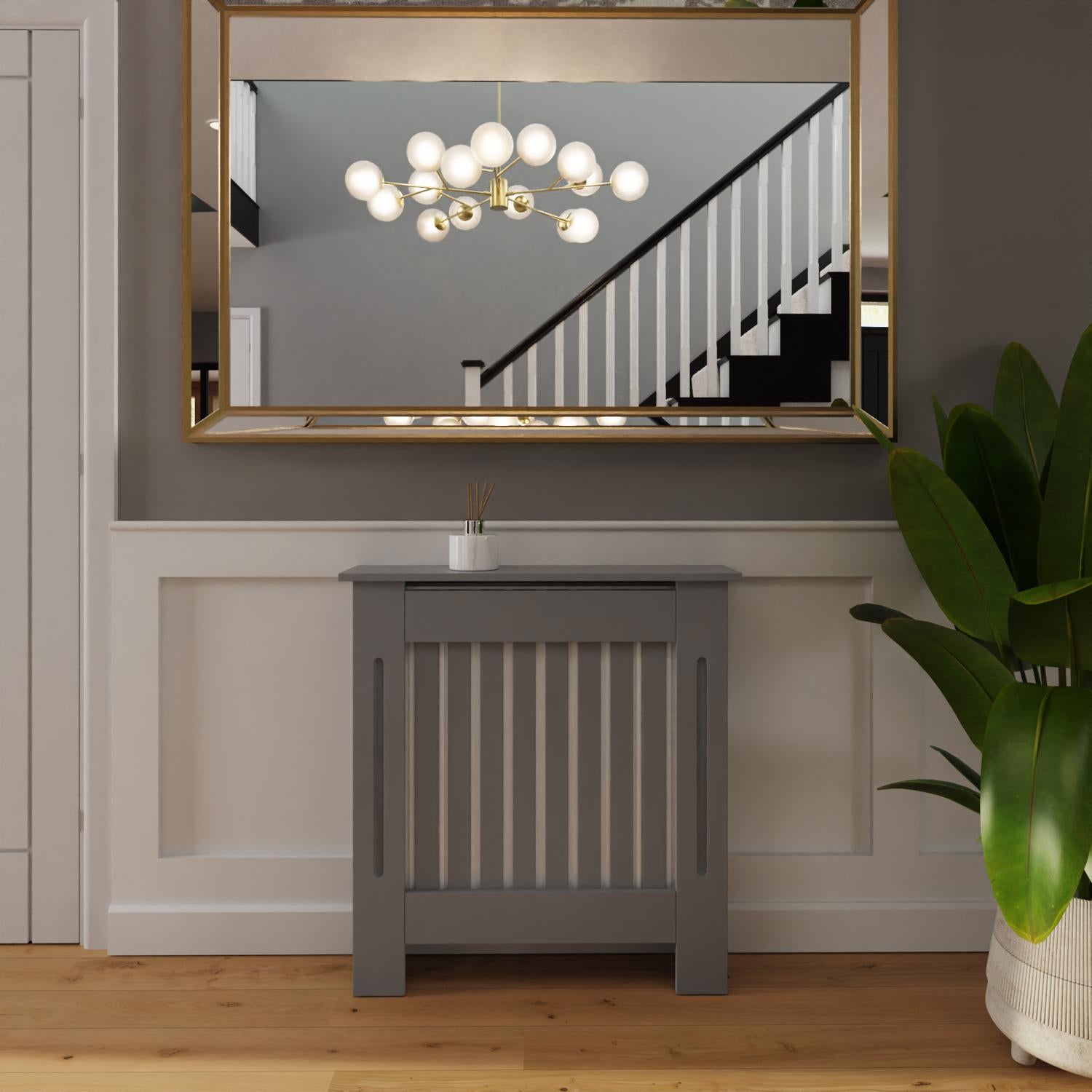 FWStyle Vertical Slat Small MDF Grey Radiator Cover