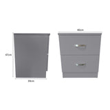 FWStyle Tunis 2 Drawer Bedside Table Matt Grey