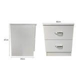 FWStyle Tunis 2 Drawer Bedside Table Matt White