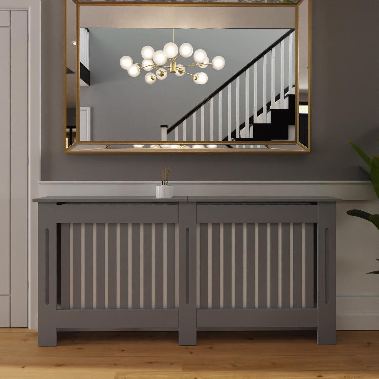FWStyle Vertical Slat Extra Large MDF Grey Radiator Cover