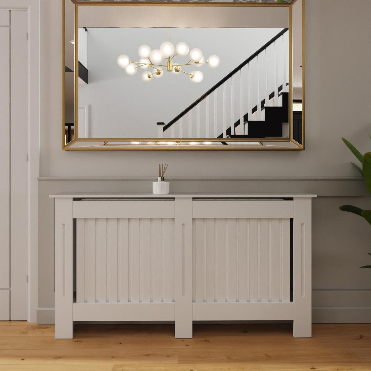 FWStyle Vertical Slat Large MDF White Radiator Cover