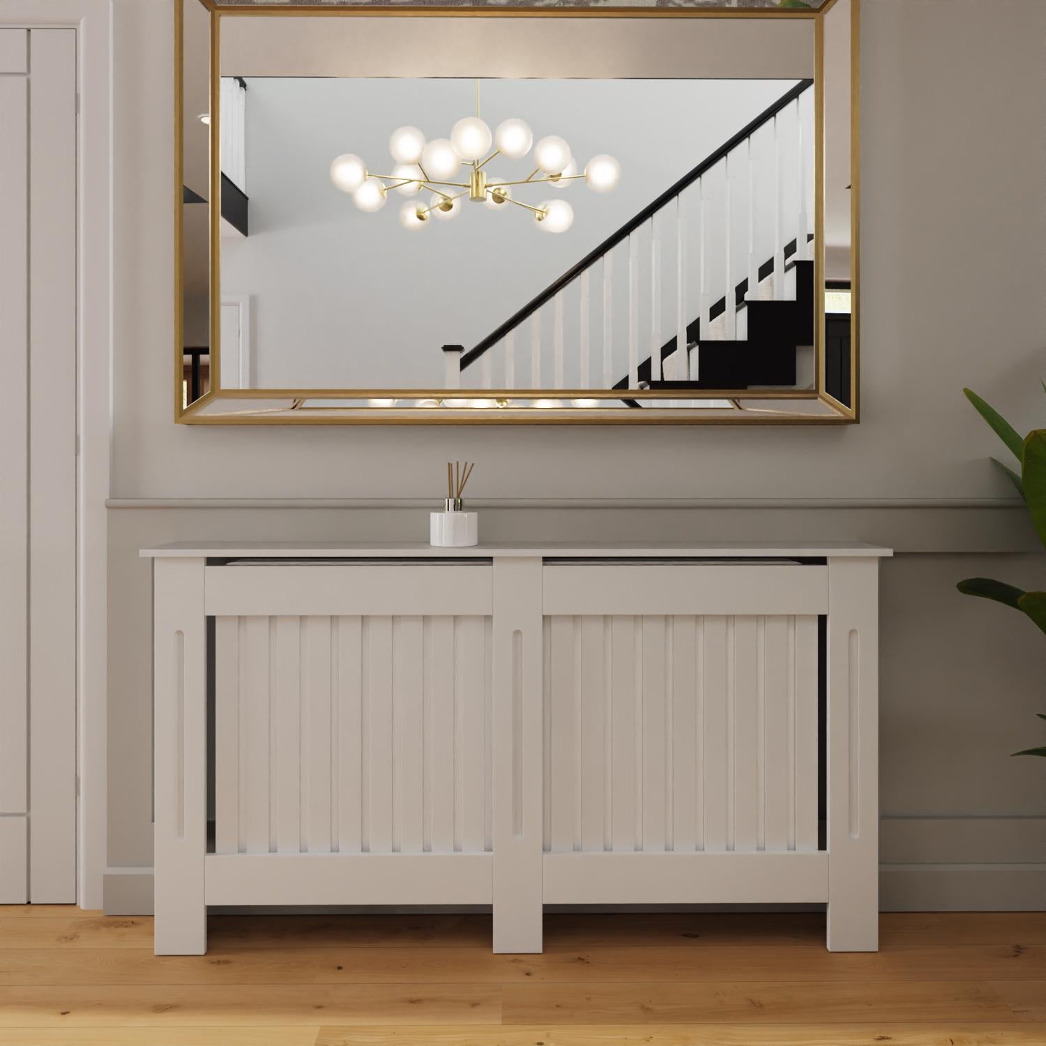 FWStyle Vertical Slat Large MDF White Radiator Cover