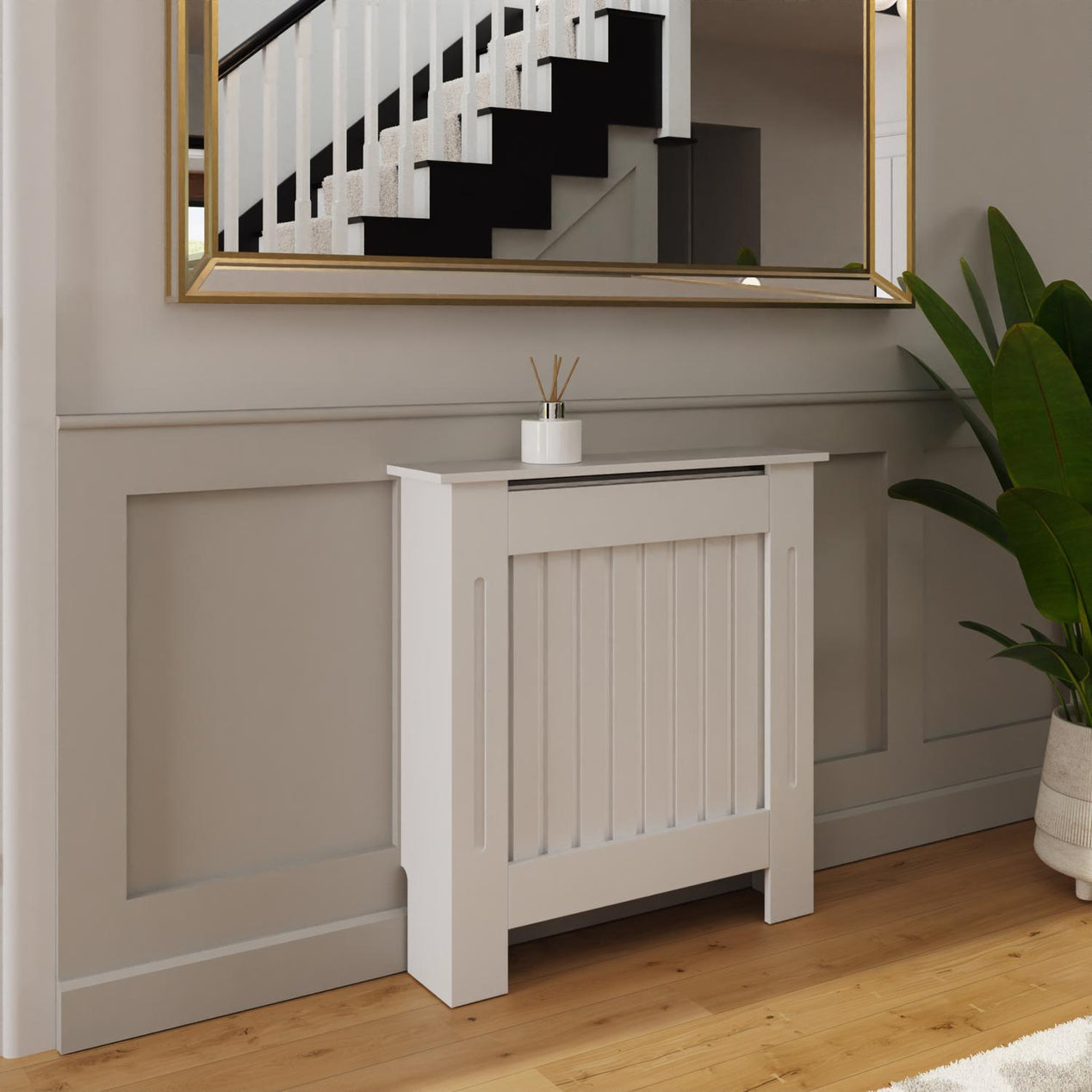 FWStyle Vertical Slat Small MDF White Radiator Cover