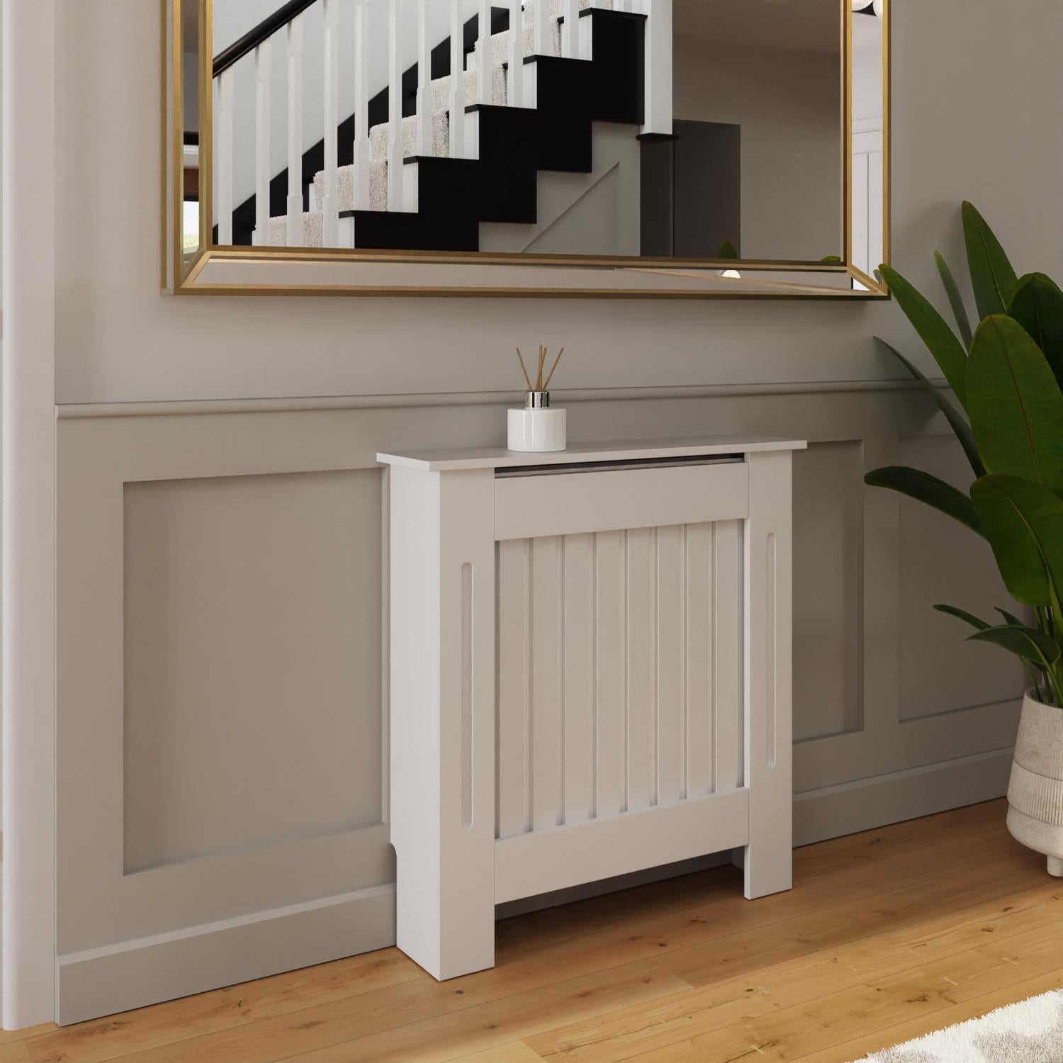 FWStyle Vertical Slat Small MDF White Radiator Cover