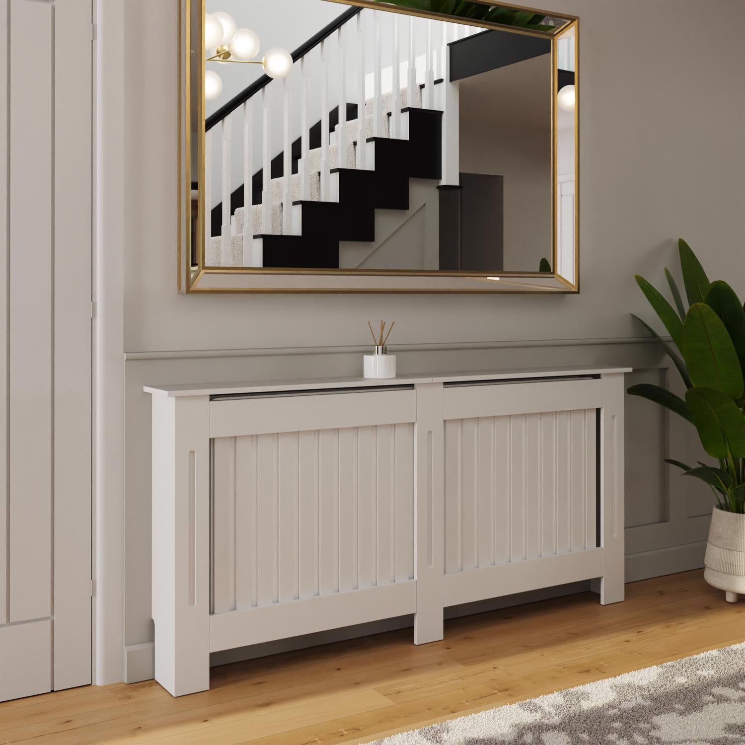FWStyle Vertical Slat Extra Large MDF White Radiator Cover