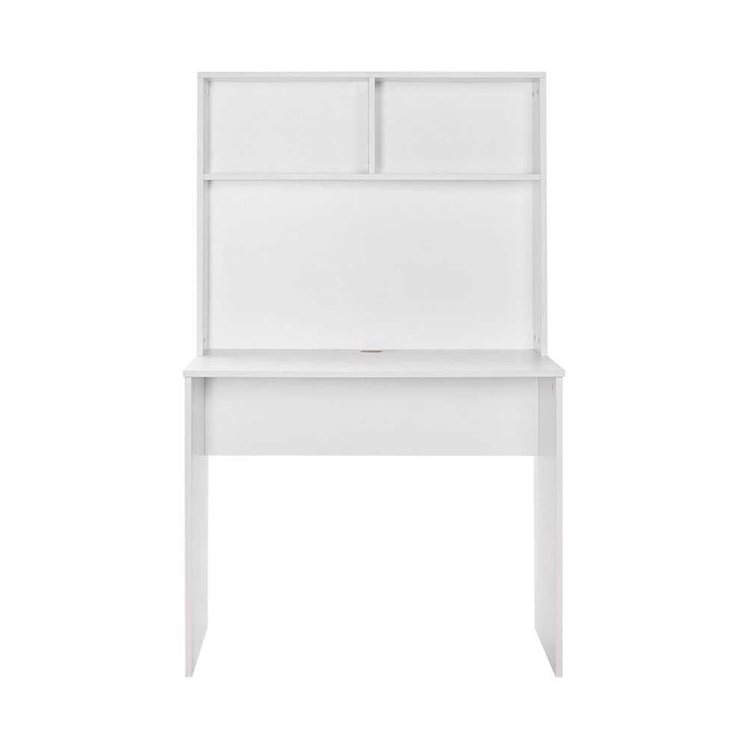 Adore Matt White Study Desk with Storage Hutch