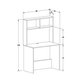 Adore Matt White Study Desk with Storage Hutch