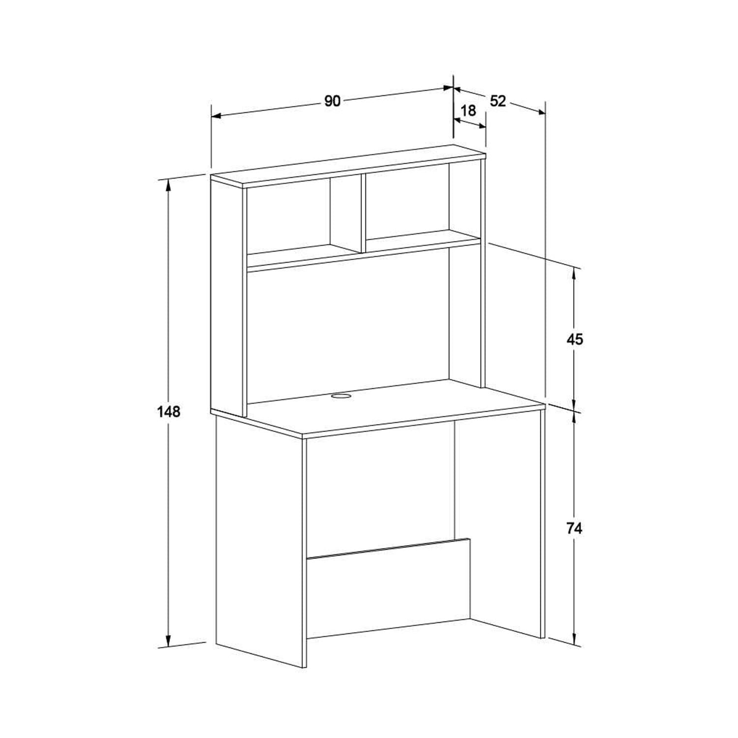 Adore Matt White Study Desk with Storage Hutch
