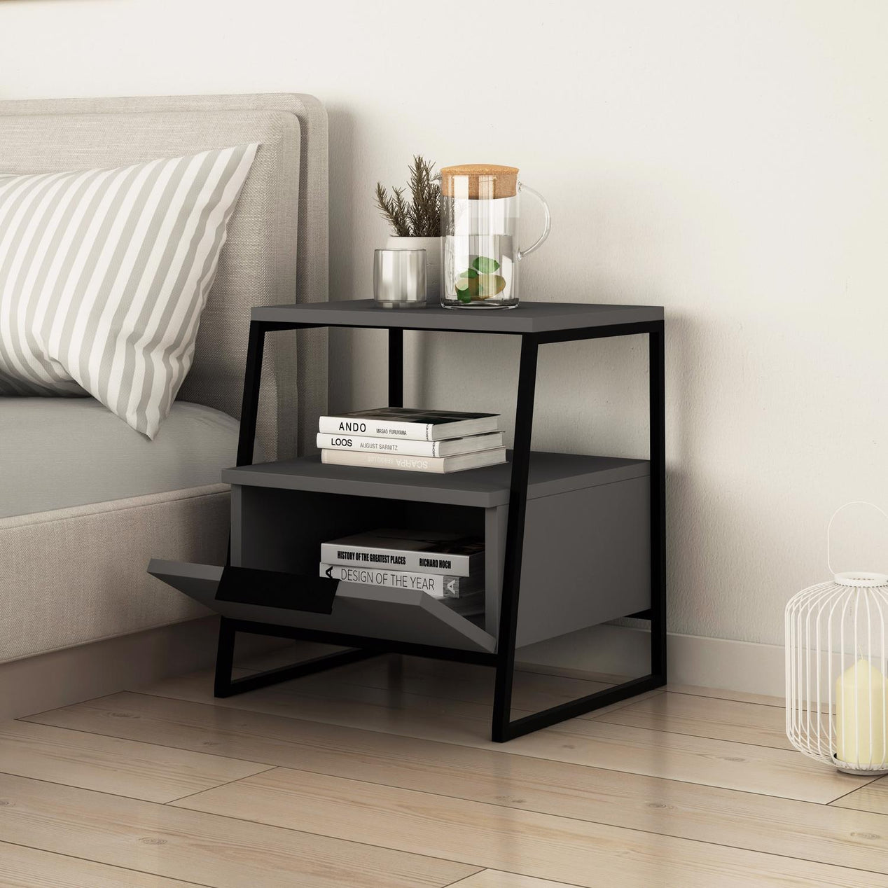 Pal Modern Nightstand Anthracite Grey
