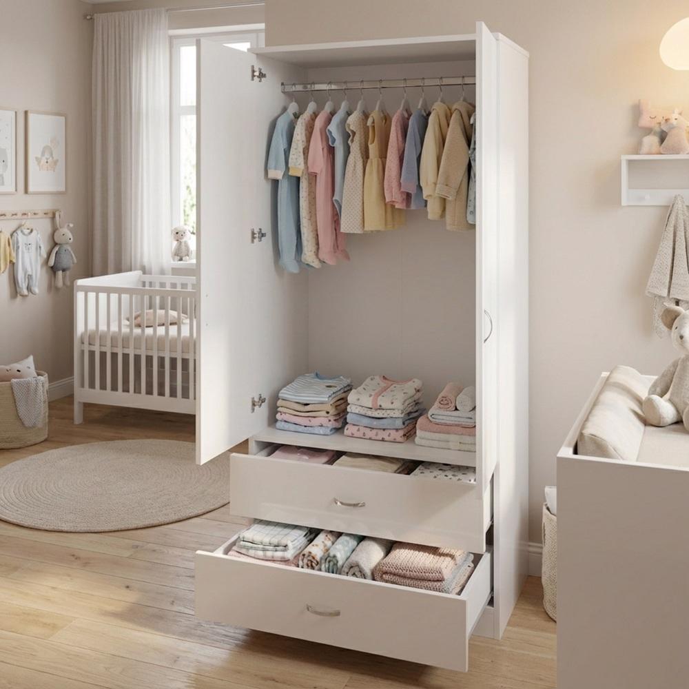 Chilton 2 Piece White Gloss Nursery Furniture Set