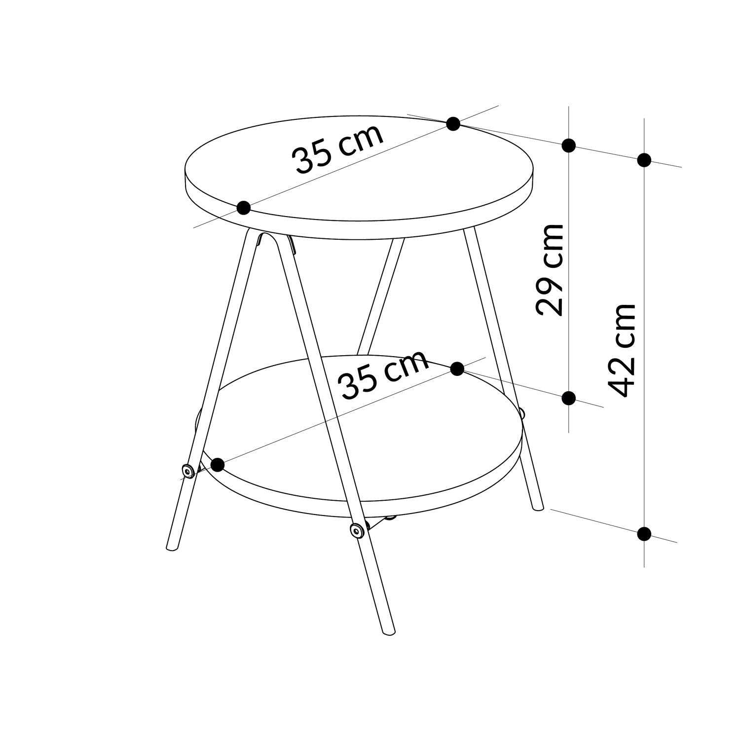 Modern Essel Industrial Style Round Side Table White with Black Metal Legs