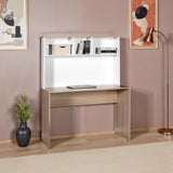 Adore Teen White & Oak Study Desk with Storage Hutch