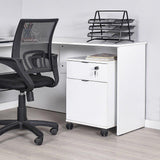 Adore Rio Matt White Mobile Office Storage Cart With Lockable Drawer