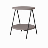 Modern Essel Industrial Style Round Side Table Mocha Grey with Black Metal Leg