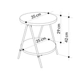 Modern Essel Industrial Style Round Side Table Mocha Grey with Black Metal Leg