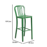 Gael Slat Back Commercial Bar Stool Green - Set of 2 - Modern Galvanised steel