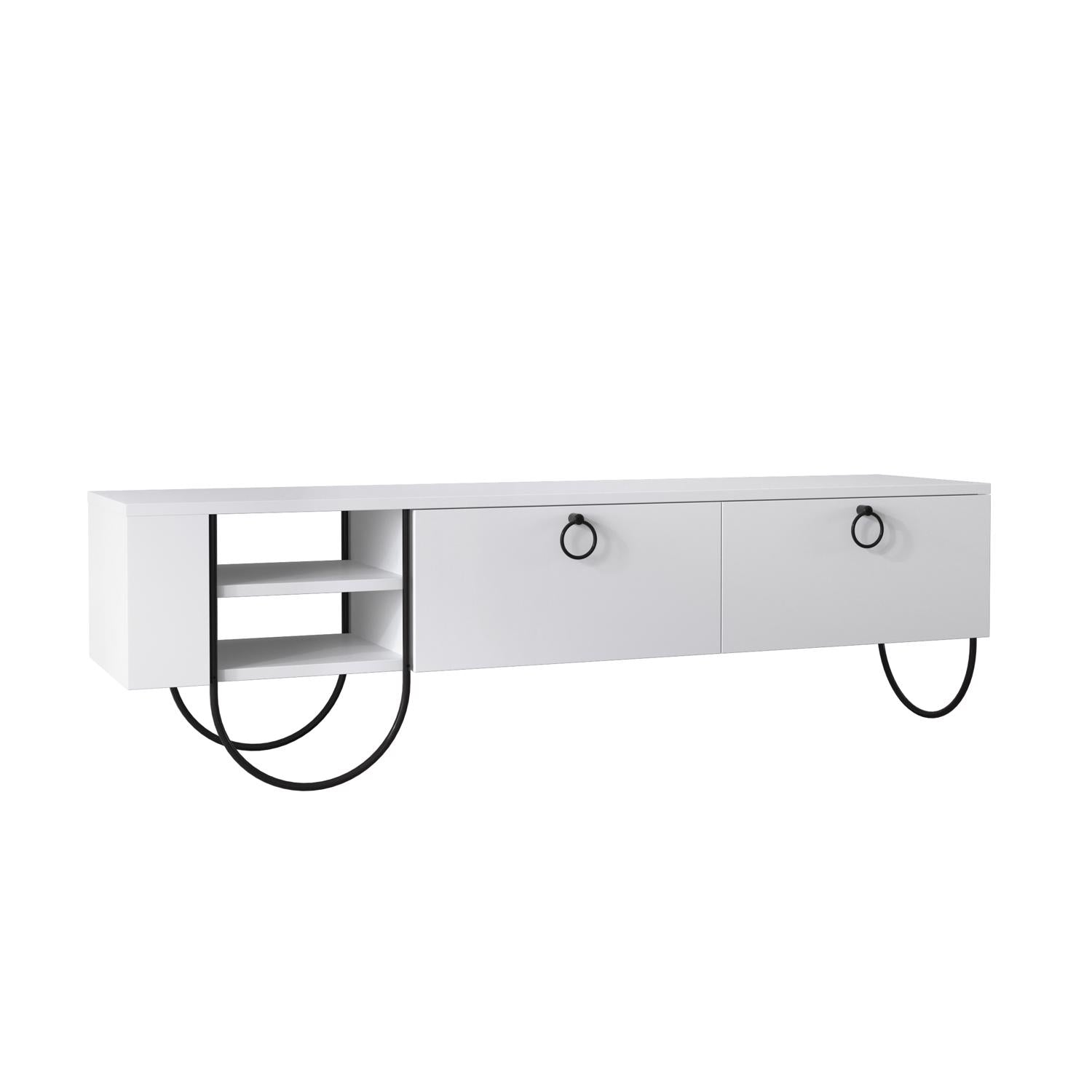 Norfolk Modern TV Unit Multimedia Centre White with Storage