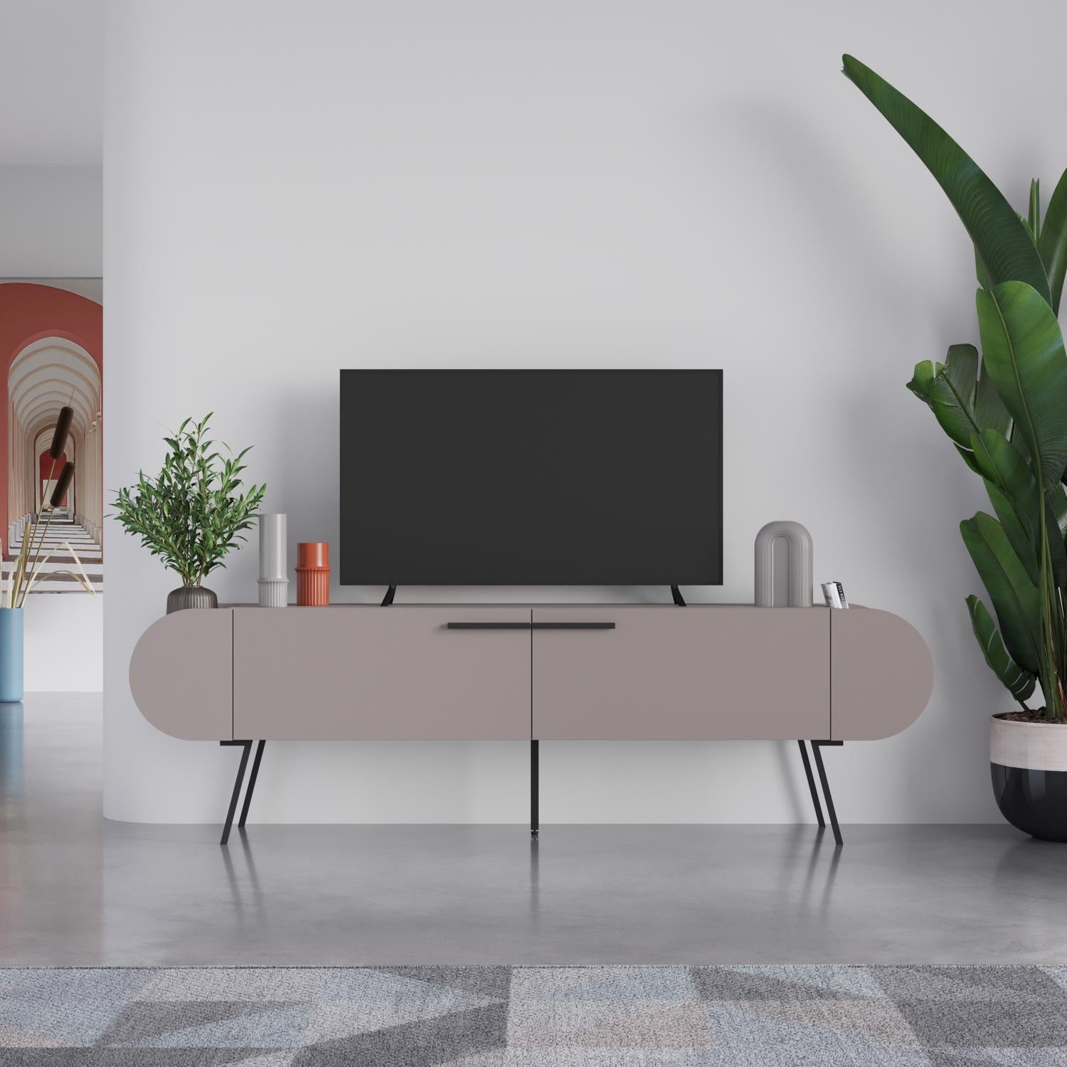 Capsule Modern TV Unit Multimedia Centre Mocha Grey with Storage