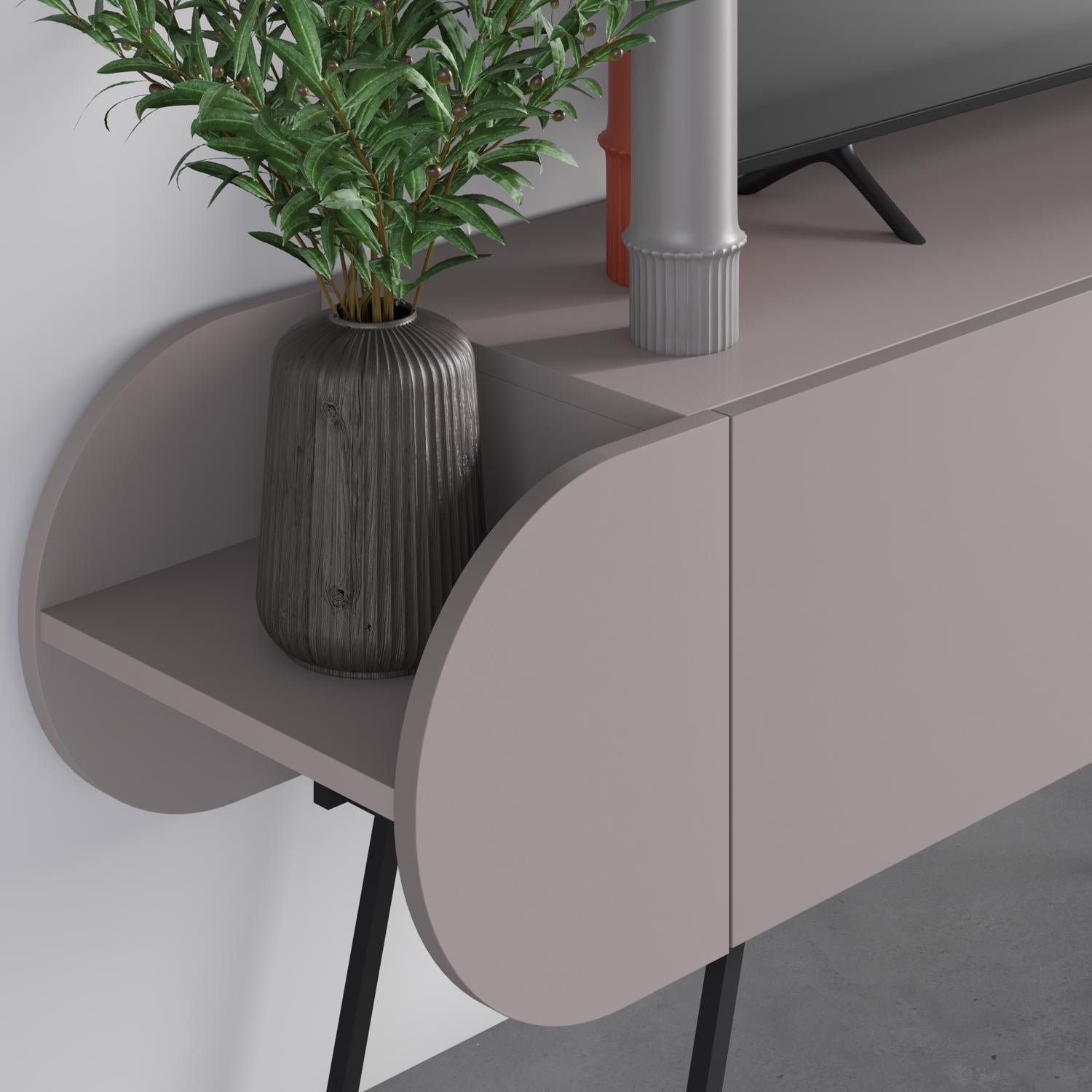 Capsule Modern TV Unit Multimedia Centre Mocha Grey with Storage
