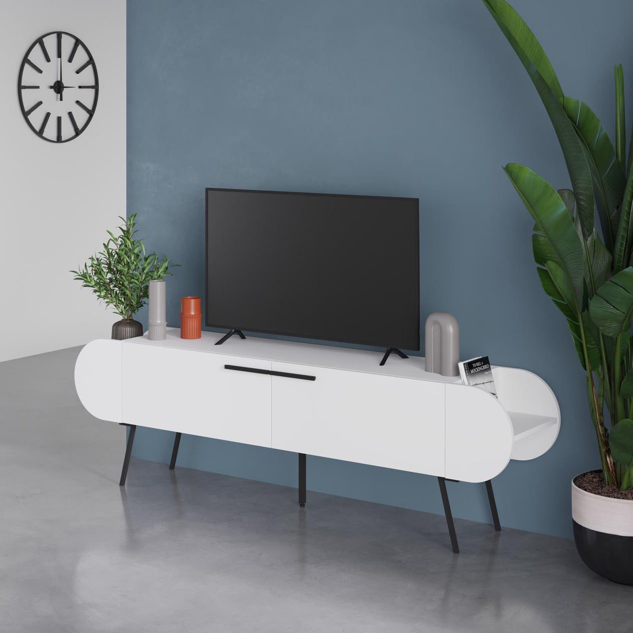 Capsule Modern TV Unit Multimedia Centre White with Storage