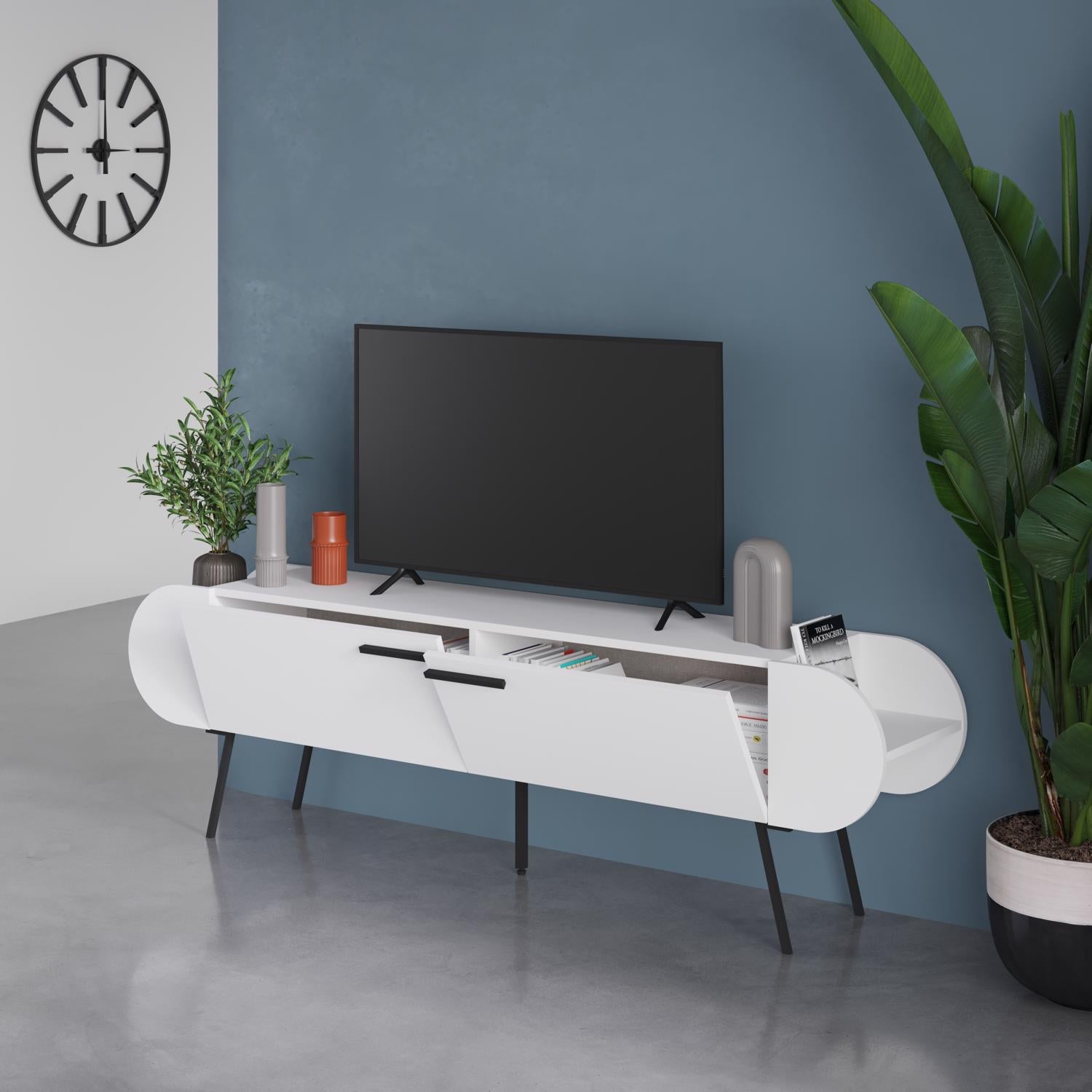 Capsule Modern TV Unit Multimedia Centre White with Storage