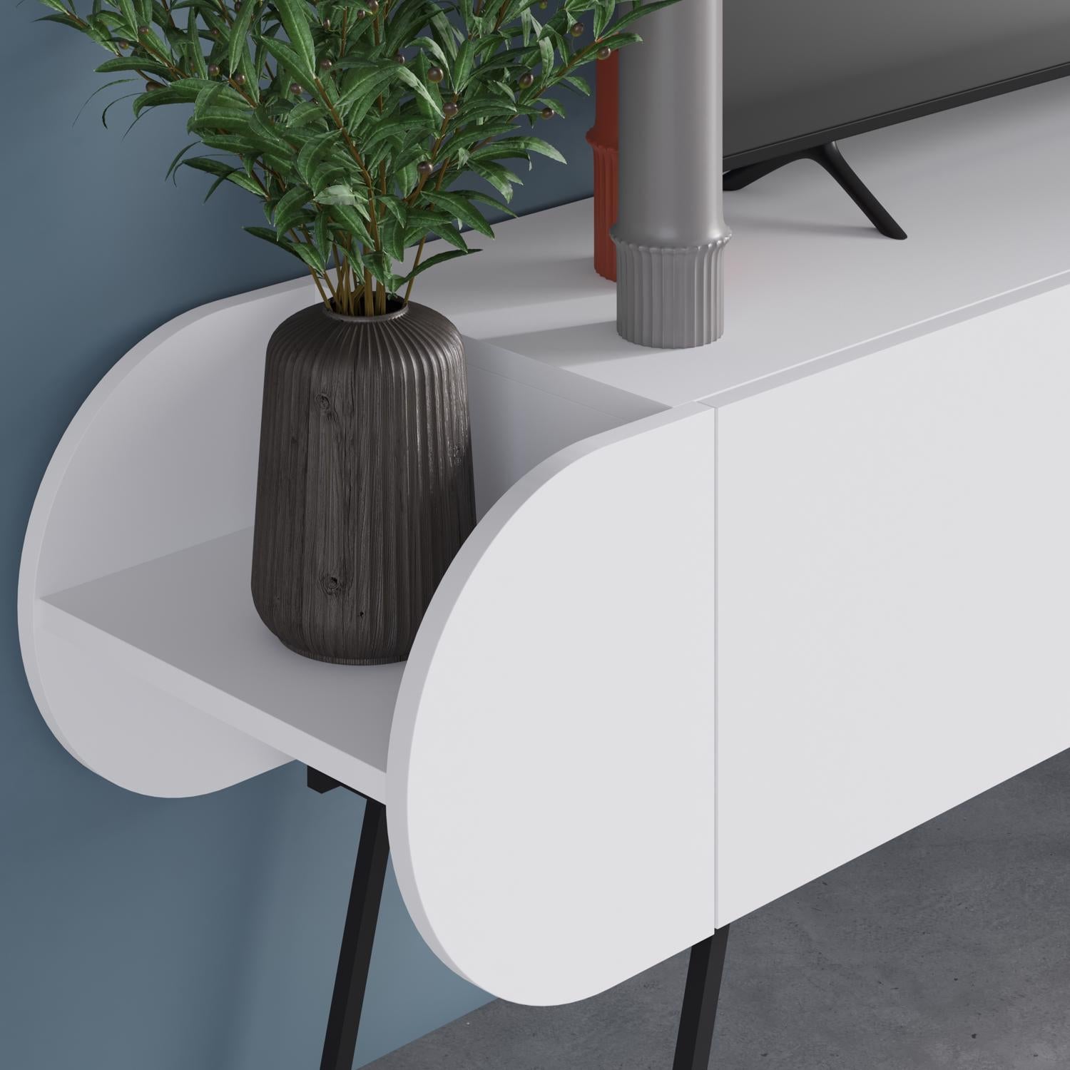Capsule Modern TV Unit Multimedia Centre White with Storage