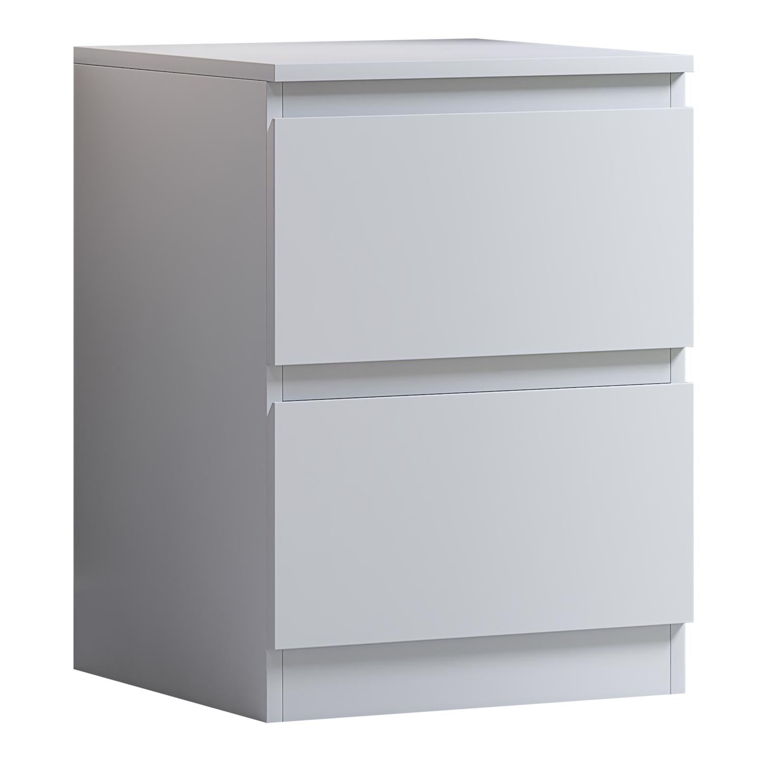 Pair Of Stora White 2 Drawer Bedside Tables