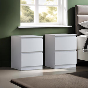 Pair Of Stora White 2 Drawer Bedside Tables