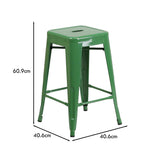 Lily 24 Industrial Style Bar Stool Green - Set of 4 - Modern Metal Counter Height