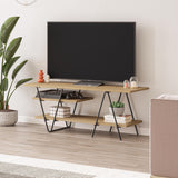 Modern Essel TV Stand Multimedia Centre Oak With Hairpin Metal Legs - For 48 Inch TVs