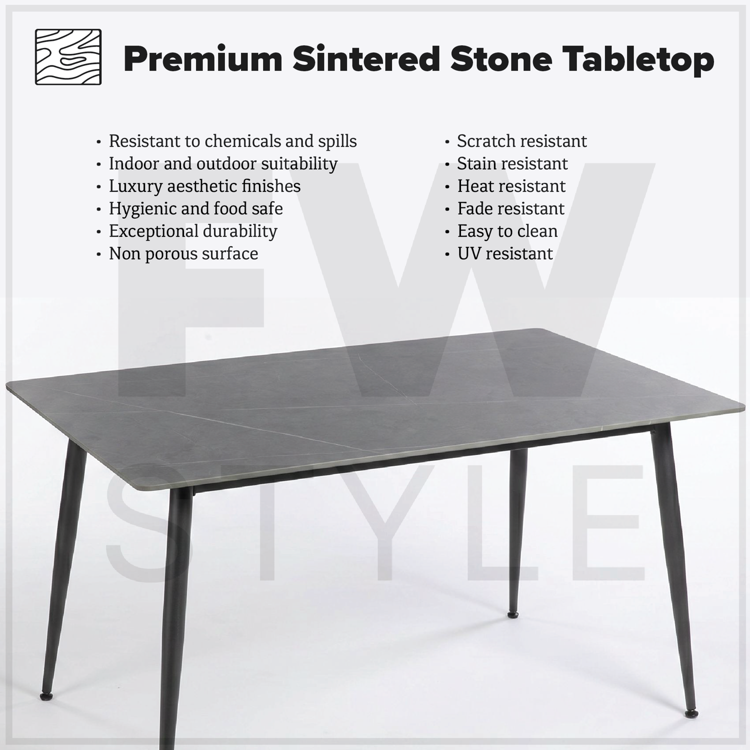Monaco Grey Sintered Stone Dining Table With 4 Grace Grey Chairs