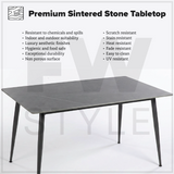 Monaco Grey Sintered Stone Dining Table With 6 Evie Grey Chairs