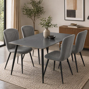 Monaco Grey Sintered Stone Dining Table With 4 Grace Grey Chairs