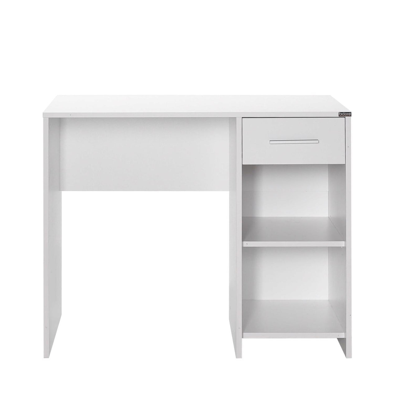 Adore Matt White Study Desk with Drawer & Shelves