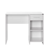 Adore Matt White Study Desk with Drawer & Shelves