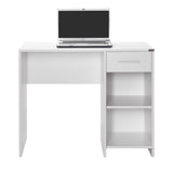 Adore Matt White Study Desk with Drawer & Shelves