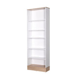 Adore Teen White & Oak 6 Tier Bookcase Shelving Unit