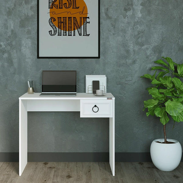 Adore Matt White Laptop Study Desk with 1 Drawer