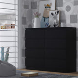 FWStyle Stora 8 Drawer Wide 4+4 Chest Of Drawers - Matt Black